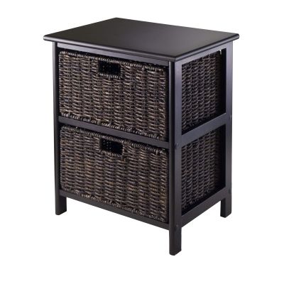 20.25" Black Unique Omaha Storage Rack with 2 Foldable Baskets