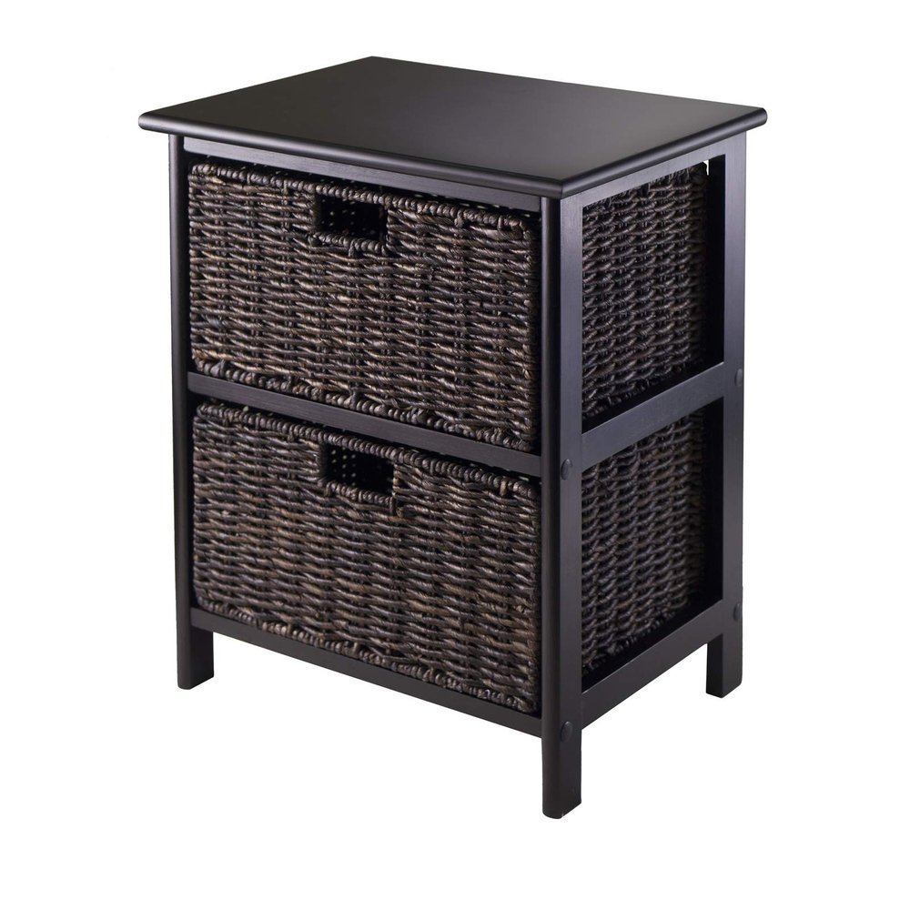 20.25" Black Unique Omaha Storage Rack with 2 Foldable Baskets