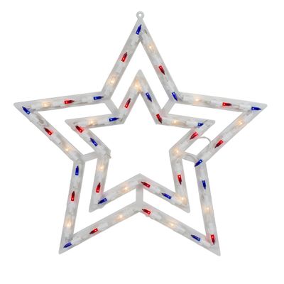 Lighted Patriotic Star Window Decoration - 17"