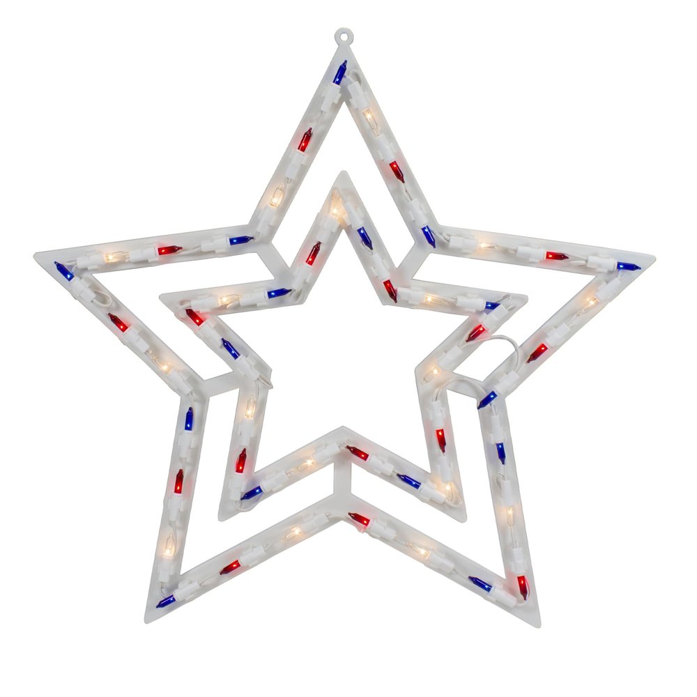 Lighted Patriotic Star Window Decoration - 17"