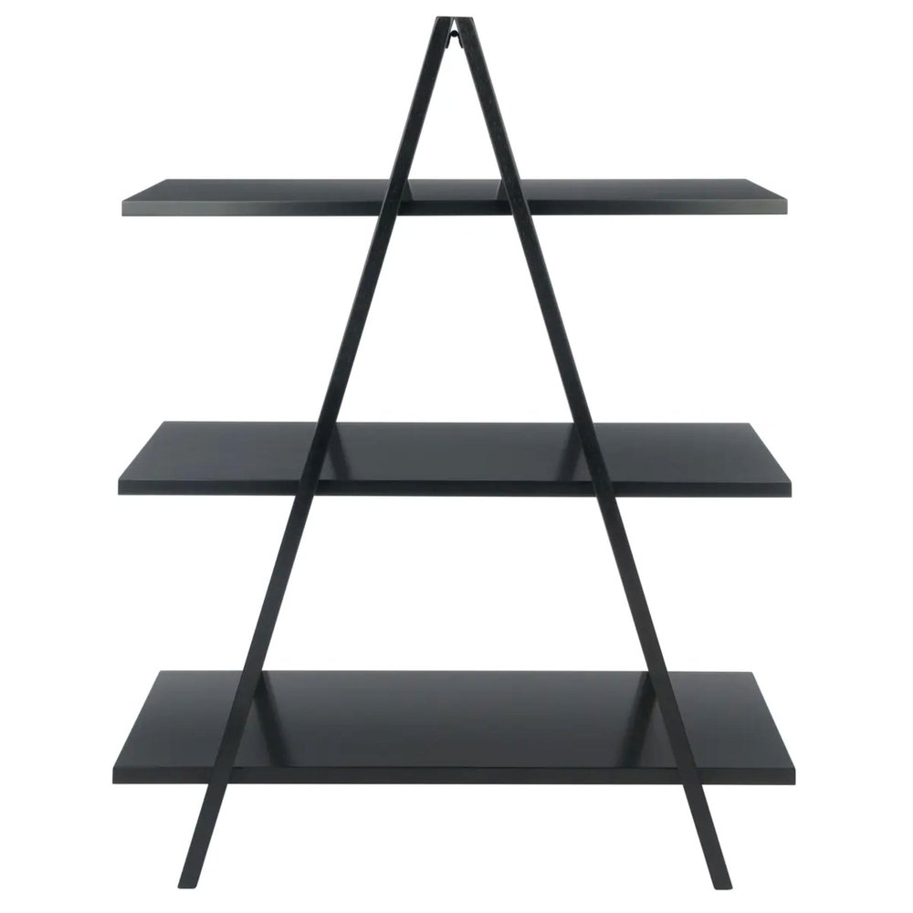 Contemporary Home Living 3-Tier A-Frame Wooden Shelf - Black - 38.25"