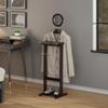 Contemporary Home Living Coat Stand with Tray and a Round Mirror - 55.25" - Brown view 2