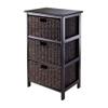 Contemporary Home Living Wooden Storage Rack with Three Foldable Baskets - 28.50 - Black view 1