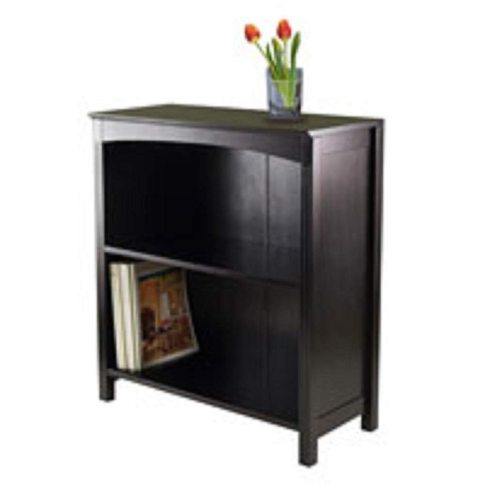 Contemporary Home Living 30 Espresso Black Storage Shelf or Bookcase with Three Tier Wide