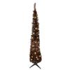 Pre-Lit Pre-Decorated Tinsel Pop-Up Artificial Christmas Tree - 6' - Brown - Clear Lights view 1