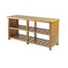 Contemporary Home Living 38.25 Teak Beige Wooden Shoe Bench view 3