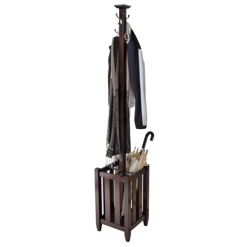 Contemporary Home Living Cappuccino Brown Coat Tree and Umbrella Rack - 71.50