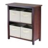 Contemporary Home Living 2-Section Wooden Storage Shelf with 4-Foldable Basket - 30" view 2