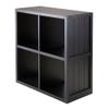 Contemporary Home Living 2x2 Cube Wood Storage Shelf with Wainscoting - 27" - Black view 1