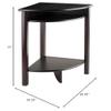 Contemporary Home Living 31" Dark Espresso Unique LISO Corner Table with Cube Storage and Shelf view 2