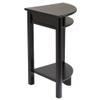 Contemporary Home Living 31" Dark Espresso Unique LISO Corner Table with Cube Storage and Shelf view 3