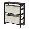 Contemporary Home Living Set of 5 Espresso Brown and Beige Wide Storage Shelf and Baskets, 29" view 1