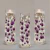750 Floating Purple Plum Pearls- Large Sizes- Fills 10 Gallons of The Floating Transparent Water Gels for Your Vases- with Pre-Measured Prep Bags- 30 White Fully Submersible Fairy Lights view 1