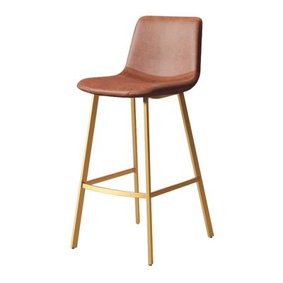 29.5" H Bar Stools with Back Counter Height Stool Faux Leather Upholstered Seat Modern Kitchen Bar Chair Footrest with Gold Metal Leg for Pub Coffee Home Dinning
