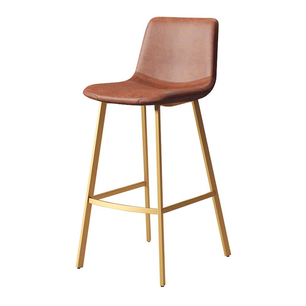 29.5" H Bar Stools with Back Counter Height Stool Faux Leather Upholstered Seat Modern Kitchen Bar Chair Footrest with Gold Metal Leg for Pub Coffee Home Dinning