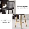 29.5" H Bar Stools with Back Counter Height Stool Faux Leather Upholstered Seat Modern Kitchen Bar Chair Footrest with Gold Metal Leg for Pub Coffee Home Dinning view 4