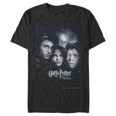 Harry Potter Men's Azkaban All 3 Snow Poster T-Shirt, Black, Medium