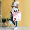 ZZKKO Love Tree Canvas Tote Grocery Bag Shoulder Casual Book Bag Large for Women Teachers, Valentines Day Cotton Bag Shopping Purse Handbag Reusable M view 2