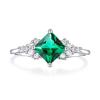 Bansriracha Emerald Gemstone Rings for Women 925 Sterling Silver Square Cut Created Stone Wedding Romantic Engagement Fine Jewelry (5) view 1