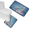 Amagical Blue Marine Life Seashells Conch 3 Piece Bathroom Mat Set Shower Curtain Set Bath Mat Contour Mat Fabric Waterproof Shower Curtain with 12 Hooks view 3