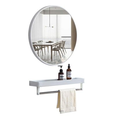 Aluminum Alloy Frame Wall Mounted Mirror Makeup Mirror,with Storage Shelf Decorative Hanging Wall Bathroom Mirror