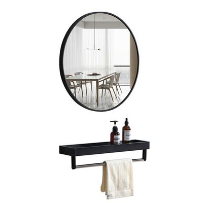 Aluminum Alloy Frame Wall Mounted Mirror Makeup Mirror,with Storage Shelf Decorative Hanging Wall Bathroom Mirror