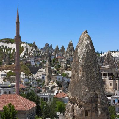 Posterazzi PDDAS37KSU0105LARGE Houses and Churches Carved into Rock Formation, Goreme, Cappadocia, Turkey Photo Print, 24 x 36, Multi