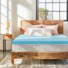 Subrtex 4 Inch Memory Foam Mattress Topper Mattress Pad Ventilated Gel Infused Bed Foam Topper for Pressure Relieving, CertiPUR-US Certified, Queen, Blue view 1