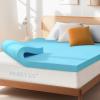 Subrtex 4 Inch Memory Foam Mattress Topper Mattress Pad Ventilated Gel Infused Bed Foam Topper for Pressure Relieving, CertiPUR-US Certified, Queen, Blue view 3