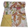 YUVANCRAFTS Indian Multi Floral Prit Kantha Quilt Queen Size Pure Cotton Kantha Throw Blanket Bedspread view 2
