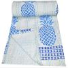 YUVANCRAFTS Indian Traditional Pineapple Print Cotton Kanhta Quilt Handblock Vintage Queen Kantha Throw Banket Bedspread view 1