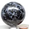 2" Indigo Gabbro Sphere Sparkling Natural Blizzard Crystal Ball Mystic Merlinite Mineral Polished Stone - Madagascar + Stand view 2