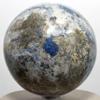 3.1" 1.8lb Lapis Lazuli w/Pyrite Sphere Blue Natural Mineral Polished Crystal Stone Ball - Afghanistan + Stand view 3