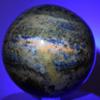 3.1" 1.8lb Lapis Lazuli w/Pyrite Sphere Blue Natural Mineral Polished Crystal Stone Ball - Afghanistan + Stand view 4