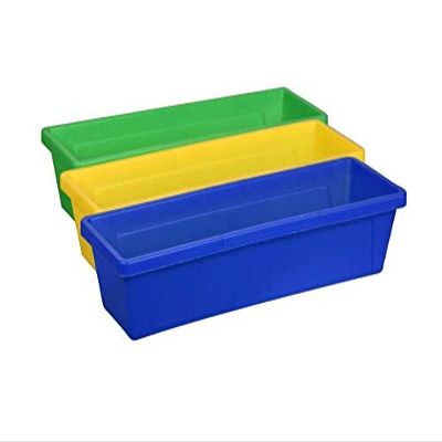 Teaching Tree Pencil Trays Colorful Plastic Storage Baskets Mini Bins - Set of 3 - Colors Vary