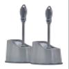 Superio Toilet Bowl Brush and Holder with Under Rim Cleaner for Bathroom, Toilet Brush and Caddy with Non Scratch Bristles and Under Rim Lip Brush, Grey (2 Pack) view 1