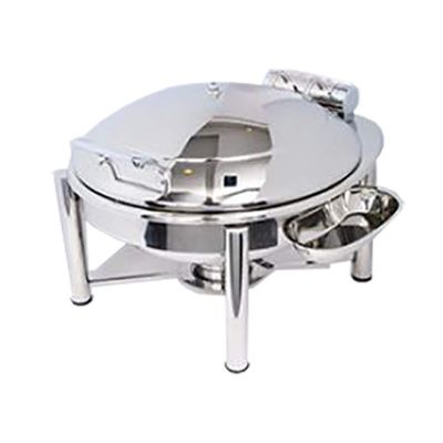 Eastern Tabletop 3938PL Crown Collection 6 Quart Induction Chafing Dish, Round, Hinged Lid, Pillared Style Stand