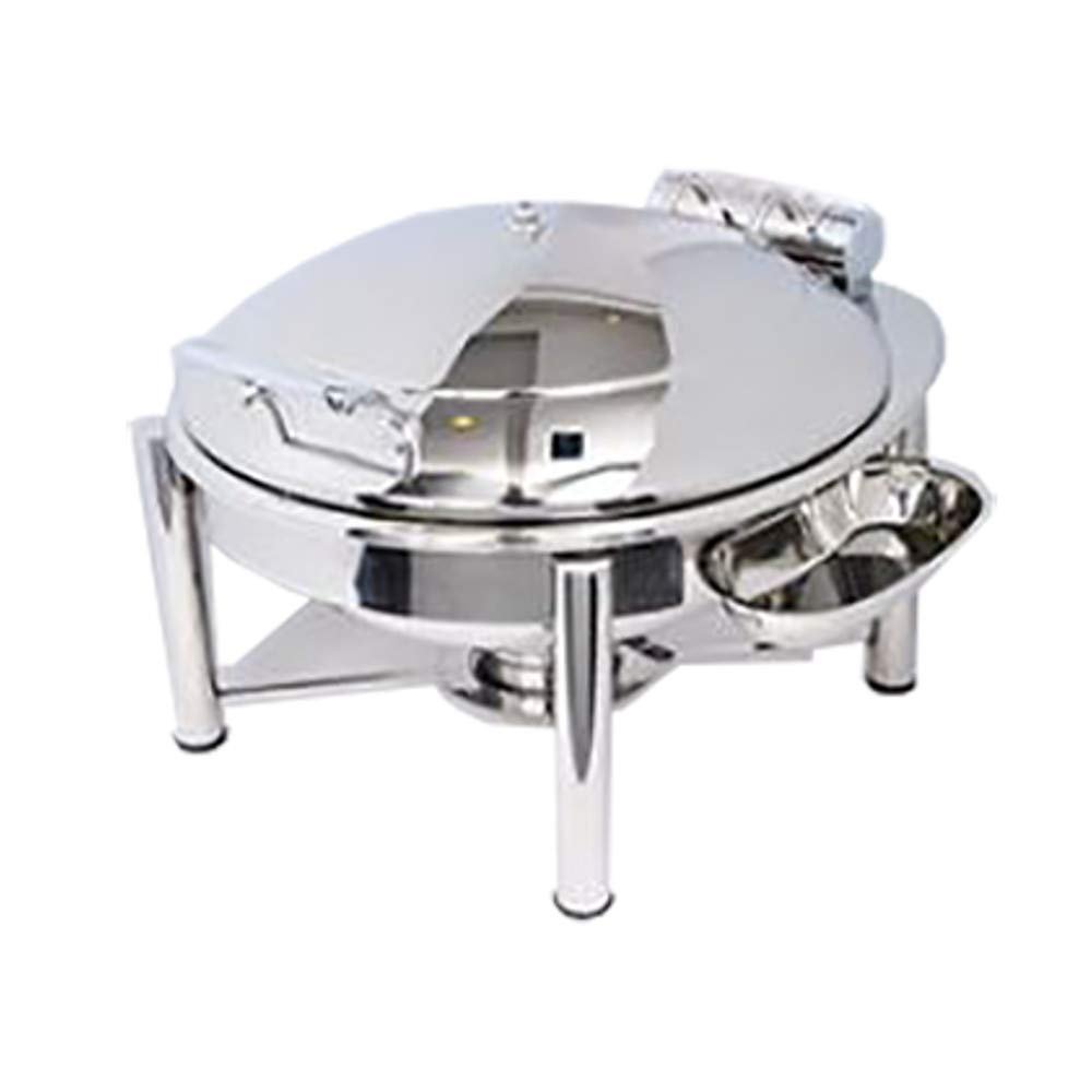 Eastern Tabletop 3938PL Crown Collection 6 Quart Induction Chafing Dish, Round, Hinged Lid, Pillared Style Stand