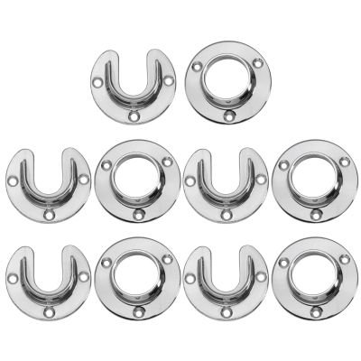 Wideskall Heavy Duty Stainless Steel Closet Pole Sockets Rod End Support with Screws (Chrome Silver, 5 Sets)