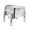 Eastern Tabletop 3997GPL Jazz Rock Collection 4 Quart Induction Chafer, Square, Full Glass Hinged Cover, Hotel Grade, Pillar'd Style Base view 1