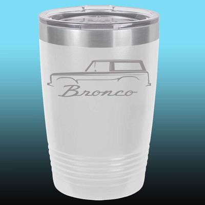 1966-77 Ford Bronco 20oz Stainless Steel Tumbler w/Clear Lid white