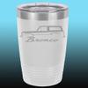 1966-77 Ford Bronco 20oz Stainless Steel Tumbler w/Clear Lid white view 1