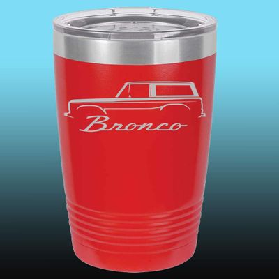 1966-77 Ford Bronco 20oz Stainless Steel Tumbler w/Clear Lid red