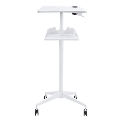 Safco 1944WH VUM Pneumatic Height-Adjustable Stand-Up Mobile Laptop Computer Workstation, Mobile Computer Cart, 22.875" D x 30.75" W x 48.25" H