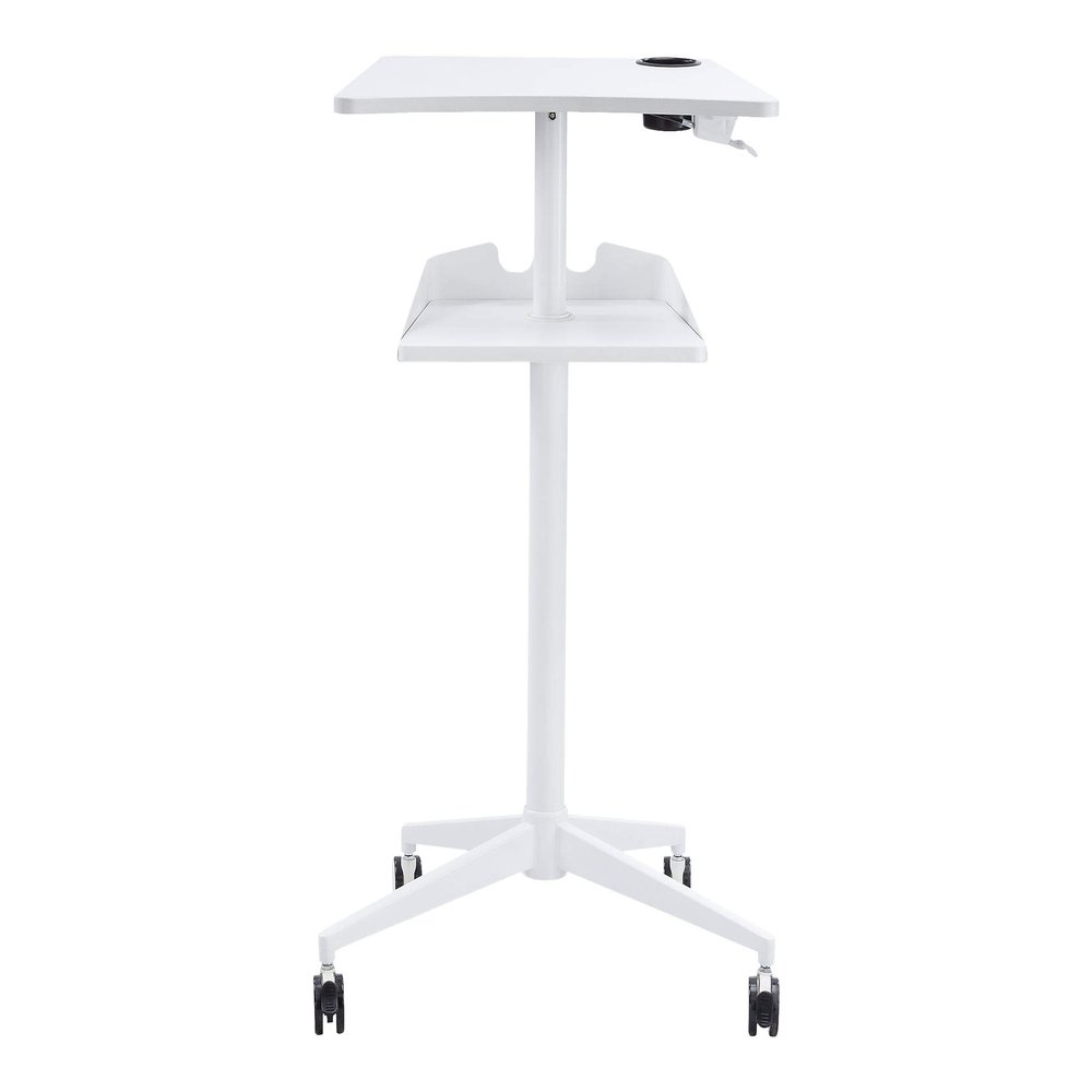 Safco 1944WH VUM Pneumatic Height-Adjustable Stand-Up Mobile Laptop Computer Workstation, Mobile Computer Cart, 22.875" D x 30.75" W x 48.25" H