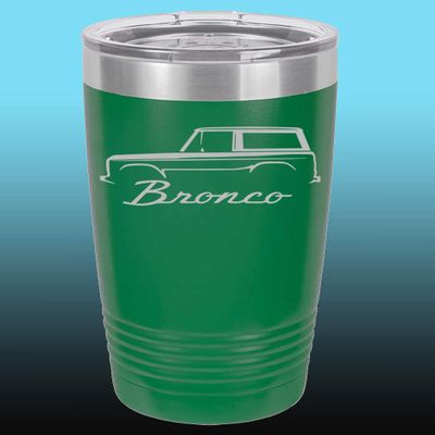 1966-77 Ford Bronco 20oz Stainless Steel Tumbler w/Clear Lid green