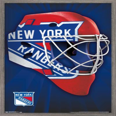 Trends International NHL New York Rangers - Mask 16 Wall Poster, 22.375" x 34", Barnwood Framed Version