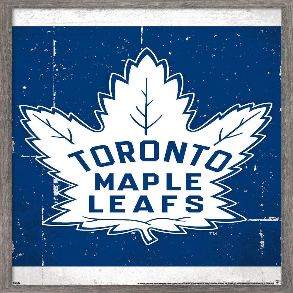 Trends International NHL Toronto Maple Leafs - Retro Logo 16 Wall Poster, 14.725" x 22.375", Barnwood Framed Version