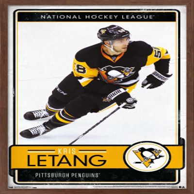 Trends International NHL Pittsburgh Penguins - Kris Letang 16 Wall Poster, 14.725" x 22.375", Mahogany Framed Version