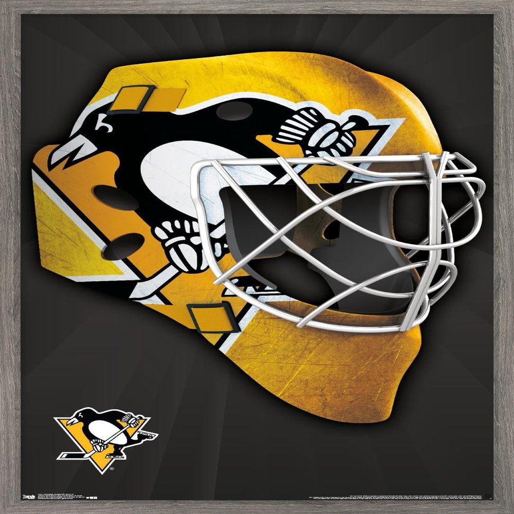 Trends International NHL Pittsburgh Penguins - Mask 16 Wall Poster, 22.375" x 34", Barnwood Framed Version